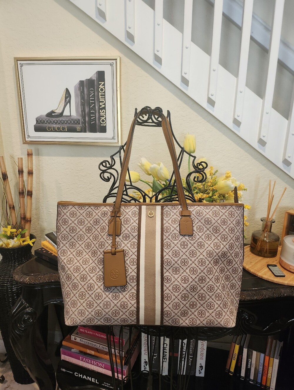 Tory Burch T Monogram Coated Canvas Tote